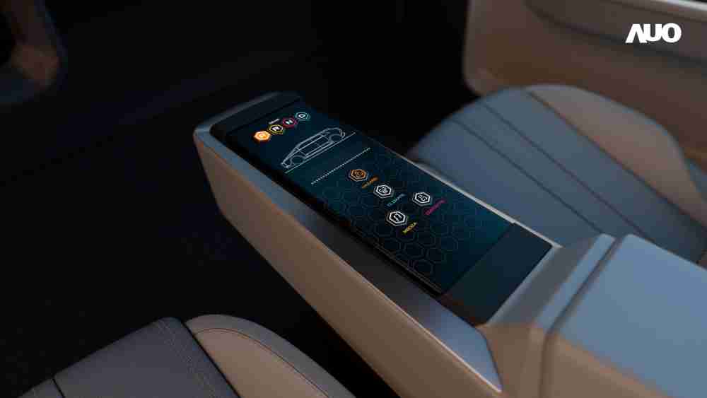 EBpay以人性化设计打造多变形态中控显示(Morphing Center Control)，，，不使用时仅平面显示信息，，进行操作时，，显示器则会动态隆起，，，，转变成3D实体按钮，，并有触觉回馈，，展示人机互动新体验