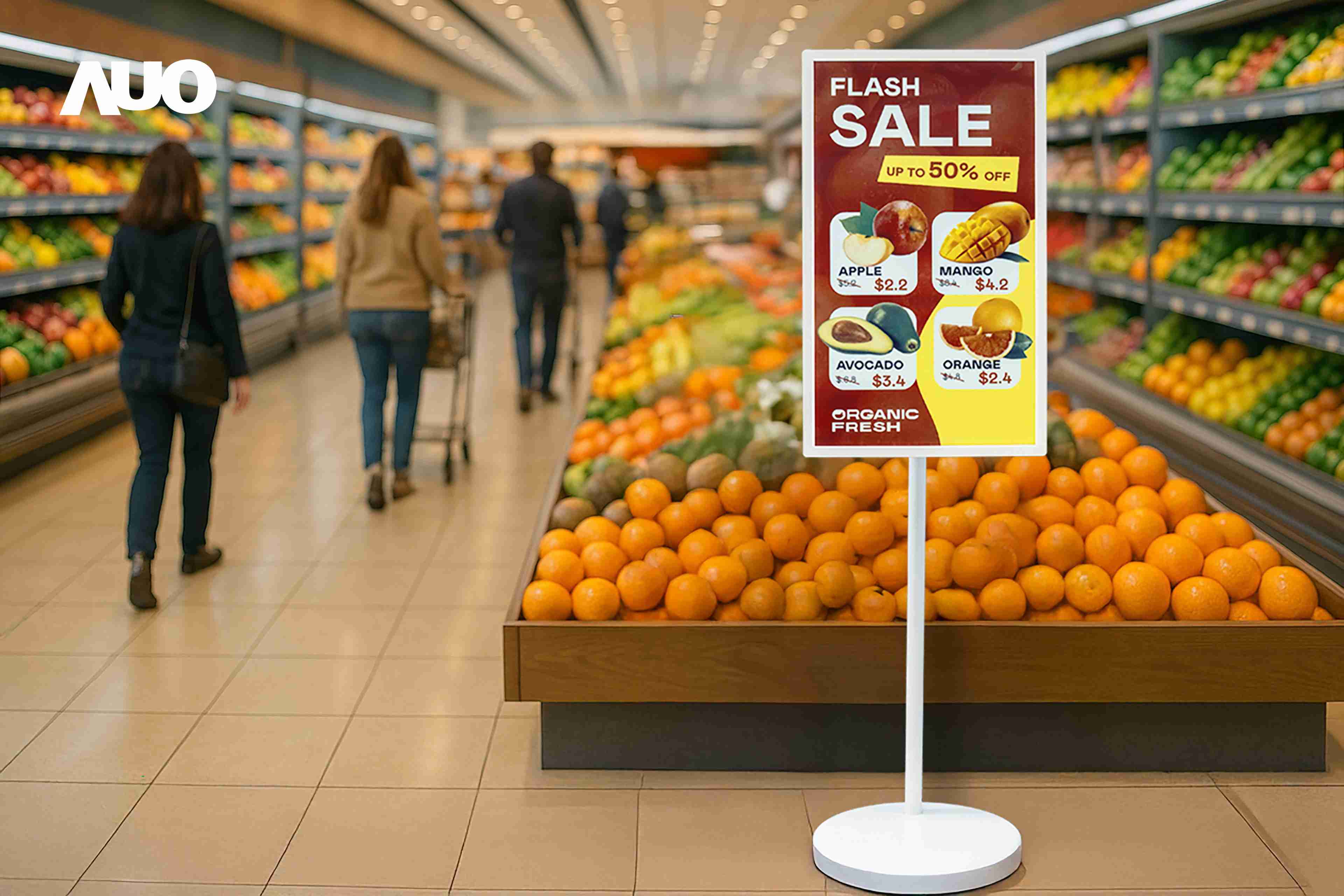 达擎首亮相低功耗、、、全彩的〝aecoPost电子纸解决方案〞，，，仅在更新画面时需要微量的电力驱动，，无需布建电线的便捷设计，，，使其可灵活应用、、、、随意置放，，，，并可透过云端或行动装置app，，轻松管理及排程广告内容，，，晋升店头营销利器。。。